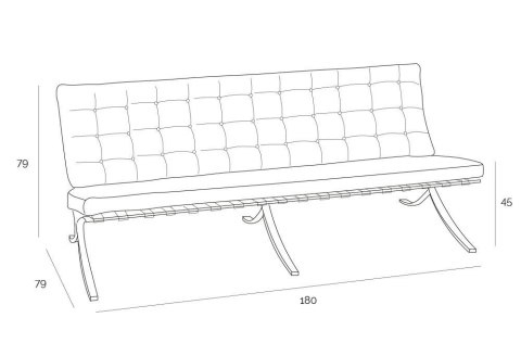 Sofa BA3 3 osobowa, czarna skóra naturalna Sofa BA3 3 osobowa, czarna skóra naturalna