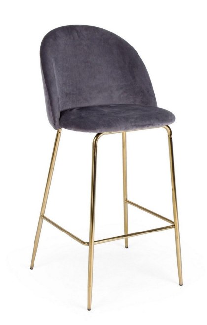 BIZZOTTO krzesło barowe CARRY VELVET szare