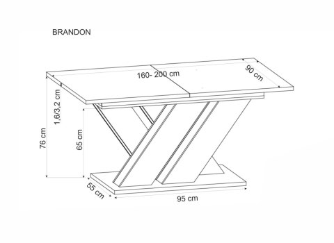 BRANDON stół rozkładany 160-200/90 cm kaszmir/dąb cremona BRANDON stół rozkładany 160-200/90 cm kaszmir/dąb cremona