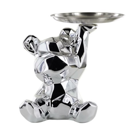 Figurka Miś origami z srebrną tacą srebrny