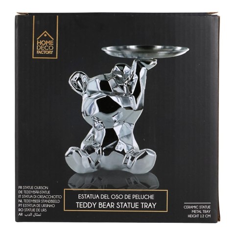 Figurka Miś origami z srebrną tacą srebrny