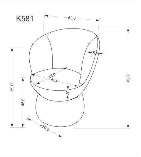 Krzesło obrotowe kubełkowe K581 popielate