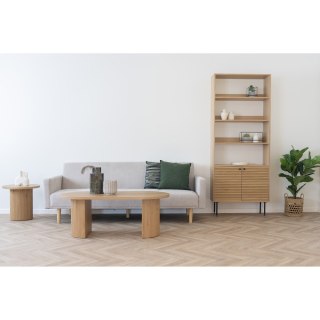 Sofa rozkładana Kells beżowa ciemna/ naturalne nogi