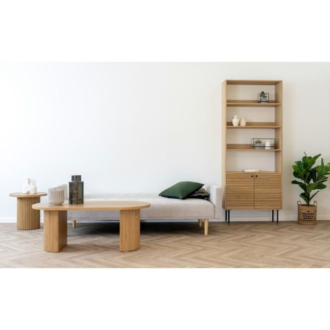 Sofa rozkładana Kells beżowa ciemna/ naturalne nogi