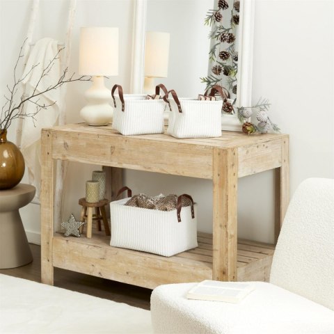 Zestaw 3 koszy Sztruks białe