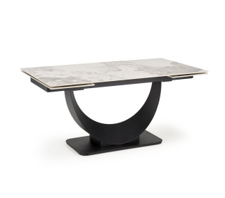 FERNANDO stół rozkładany, blat - biały marmur, nogi - czarny