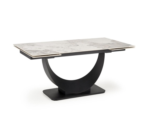FERNANDO stół rozkładany 160-240 cm - blat biały marmur, nogi czarny