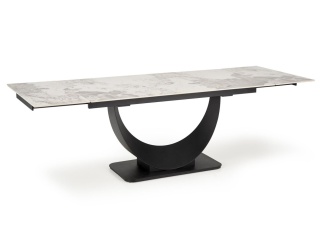 FERNANDO stół rozkładany 160-240 cm - blat biały marmur, nogi czarny