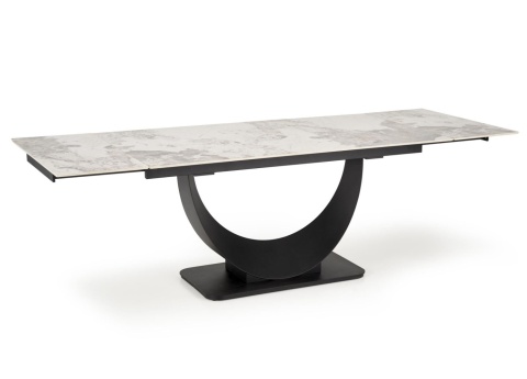 FERNANDO stół rozkładany 160-240 cm - blat biały marmur, nogi czarny