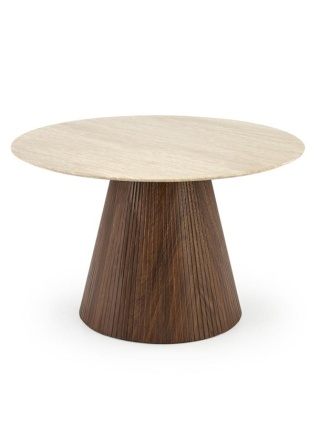 PIREUS stół okrągły trawertyn / orzech