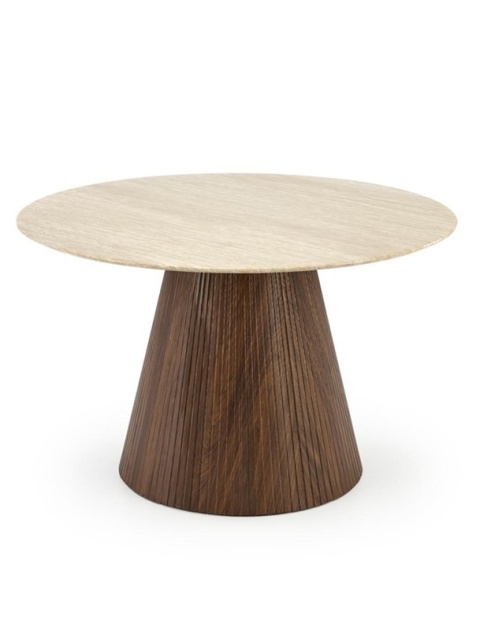 PIREUS stół okrągły trawertyn / orzech