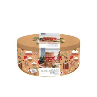 Zestaw 3 pudełek świątecznych metalowych