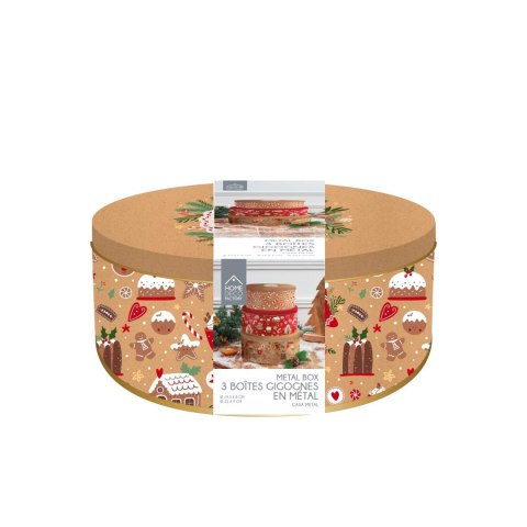 Zestaw 3 pudełek świątecznych metalowych