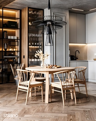 Jadalnia A-line - zestaw stół rozkładany 120-220 cm + 4 krzesła