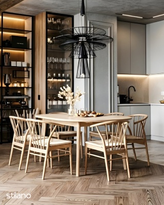 Jadalnia A-line - zestaw stół rozkładany 120-220 cm + 4 krzesła