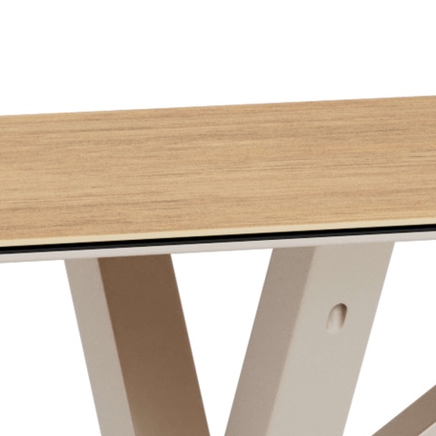 Stół Heaven 135 cm blat ceramika dąb / nogi kaszmir