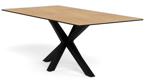 Stół Heaven 200 cm blat ceramika dąb / nogi czarny