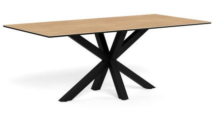 Stół Heaven 200 cm blat ceramika dąb / nogi czarny