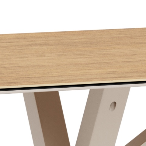 Stół Heaven 200 cm blat ceramika dąb / nogi kaszmir