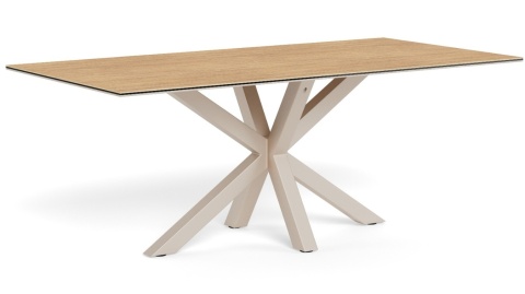 Stół Heaven 200 cm blat ceramika dąb / nogi kaszmir