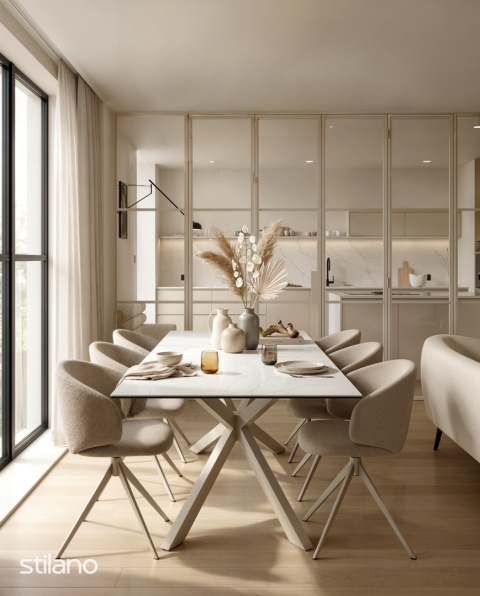 Stół rozkładany Heaven 200/240cm biały marmur/ kaszmir