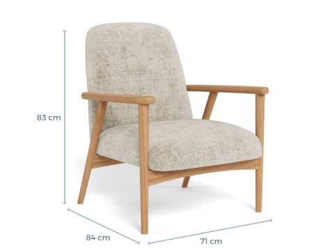 Fotel Auckland z podłokietnikami dąb / beżowy Juto trudnopalny