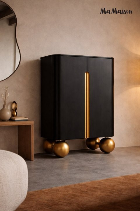 MaMaison komoda ORGANIC SHORT czarna / złota / drewno
