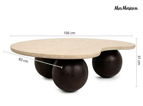 MaMaison stolik kawowy ORGANIC trawertyn / drewno