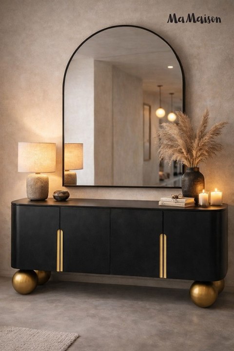 MaMaison szafka RTV ORGANIC czarna / złota / drewno