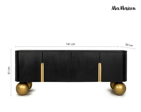 MaMaison szafka RTV ORGANIC czarna / złota / drewno