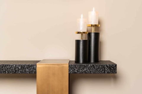 RICHMOND konsola BAZEL czarno-złota szczotkowane złoto Alexander Jones