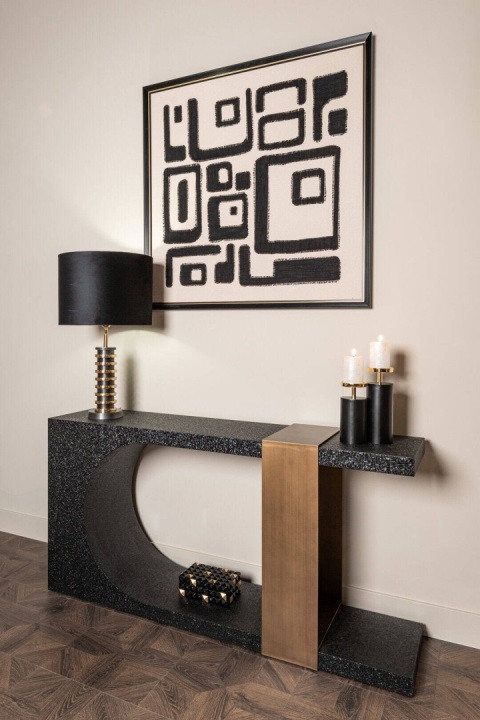 RICHMOND konsola BAZEL czarno-złota szczotkowane złoto Alexander Jones