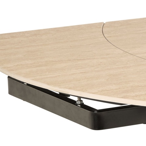 Stół rozkładany obrotowy Morella 160/240 cm blat ceramika piaskowy / czarny