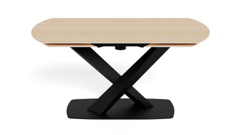 Stół rozkładany obrotowy Morella 160/240 cm blat ceramika piaskowy / czarny