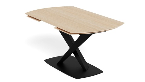 Stół rozkładany obrotowy Morella 160/240 cm blat ceramika piaskowy / czarny