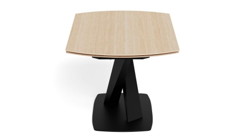 Stół rozkładany obrotowy Morella 160/240 cm blat ceramika piaskowy / czarny