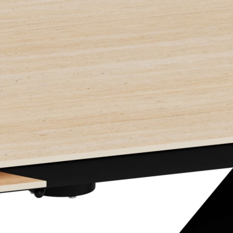 Stół rozkładany obrotowy Morella 160/240 cm blat ceramika piaskowy / czarny