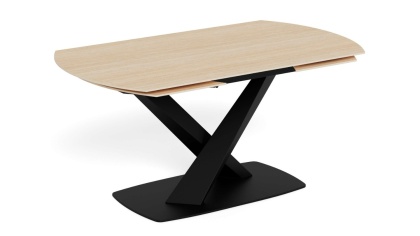 Stół rozkładany obrotowy Morella 160/240 cm blat ceramika piaskowy / czarny