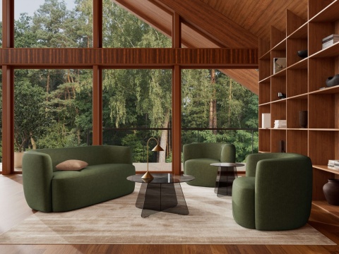 Stolik kawowy Samos okrągły szklany dymiony