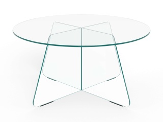 Stolik kawowy Samos okrągły szklany przezroczysty