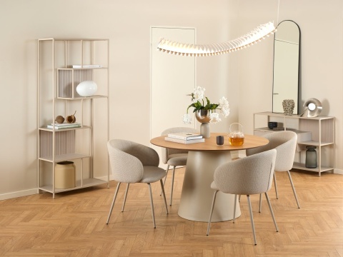 Regał Seaford niski z szufladami i ryflowanym panelem kaszmir