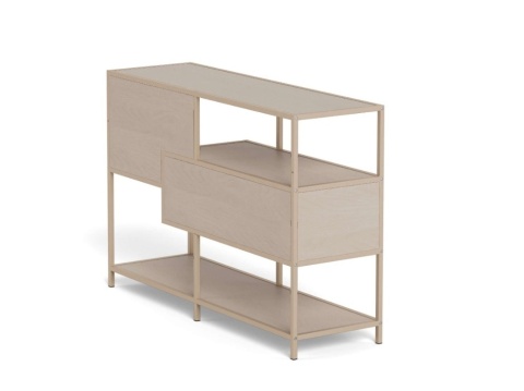 Regał Seaford niski z szufladami i ryflowanym panelem kaszmir