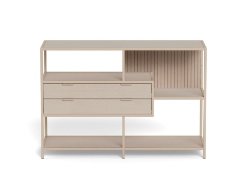 Regał Seaford niski z szufladami i ryflowanym panelem kaszmir