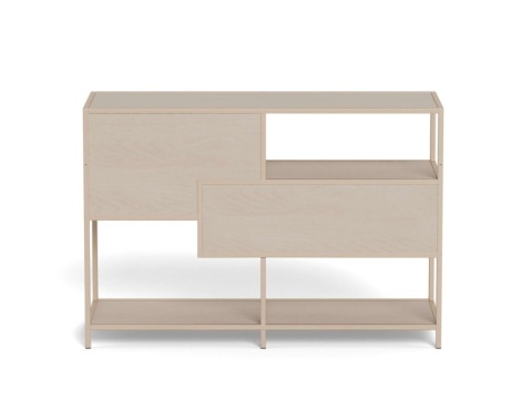 Regał Seaford niski z szufladami i ryflowanym panelem kaszmir