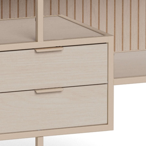 Regał Seaford niski z szufladami i ryflowanym panelem kaszmir