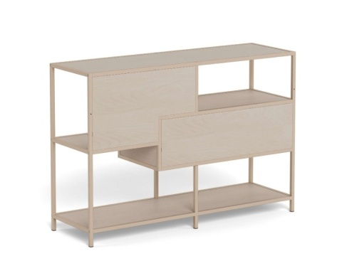 Regał Seaford niski z szufladami i ryflowanym panelem kaszmir