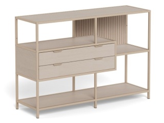 Regał Seaford niski z szufladami i ryflowanym panelem kaszmir