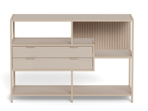 Regał Seaford niski z szufladami i ryflowanym panelem kaszmir