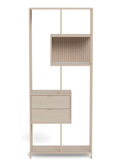 Regał Seaford wysoki szuflady ryflowany panel kaszmirowy