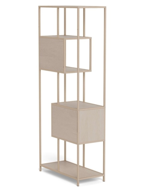 Regał Seaford wysoki szuflady ryflowany panel kaszmirowy